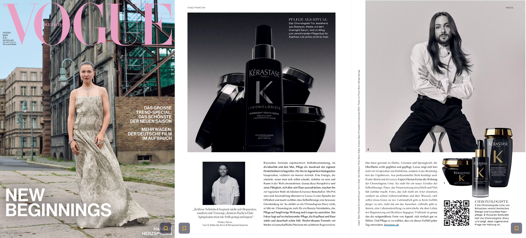 Vogue Germany Print-Editorial mit Riccardo Simonetti für Kérastase